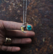 Talon Necklace ~ Turquoise + 14kt Gold ~ Reclaimed Sterling Silver Chain