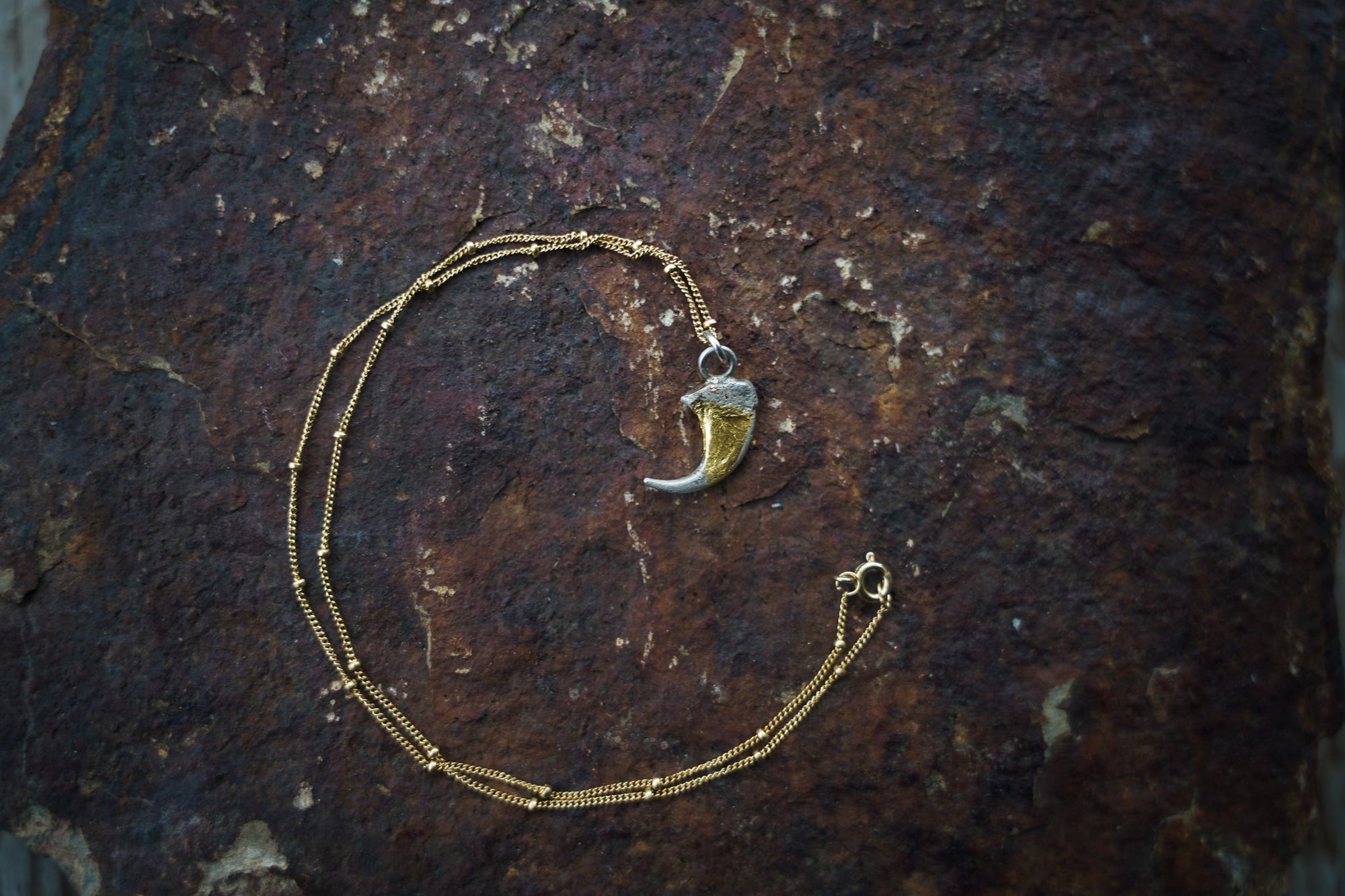 Talon Necklace ~ Sterling Silver + 24kt Gold