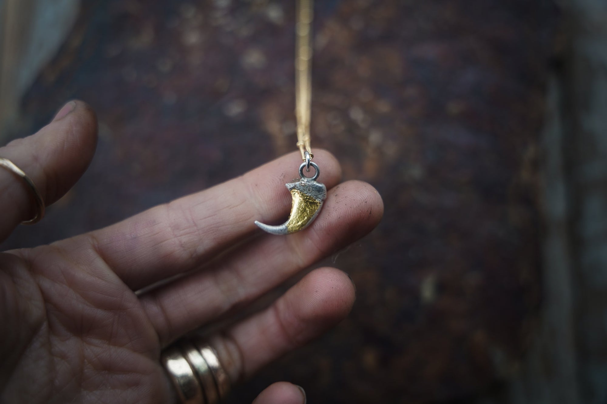 Talon Necklace ~  Sterling Silver + 24kt Gold