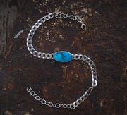 Torque Choker ~ Turquoise ~ Reclaimed Sterling ~ Extra-Wide Chain