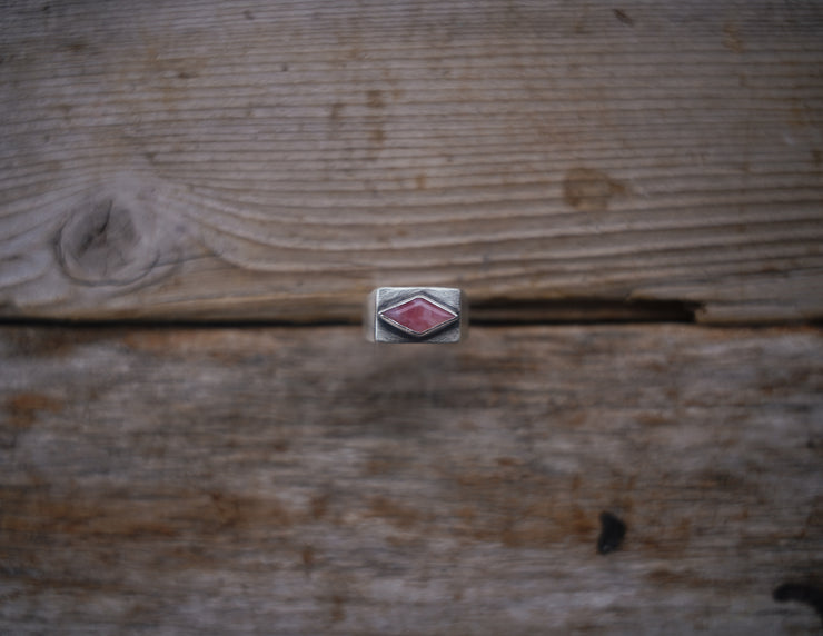 Pale Pink Opal Diamond Signet ~ Size 7