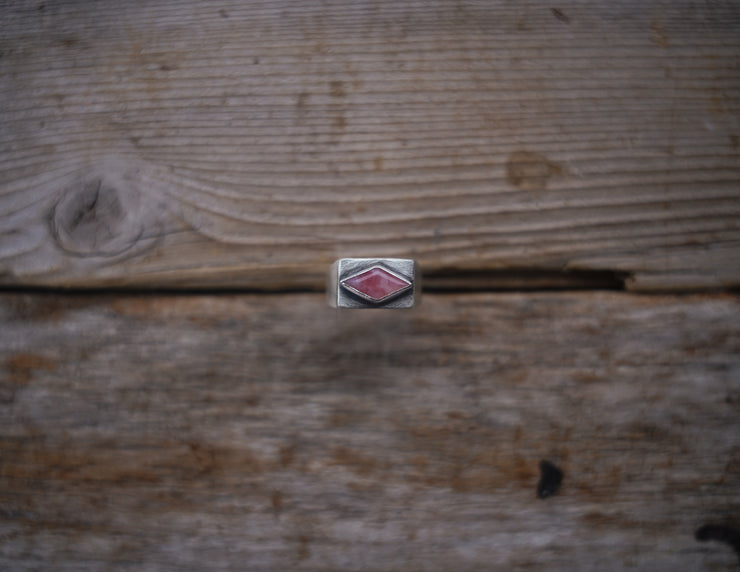 Pale Pink Opal Diamond Signet ~ Size 7.5