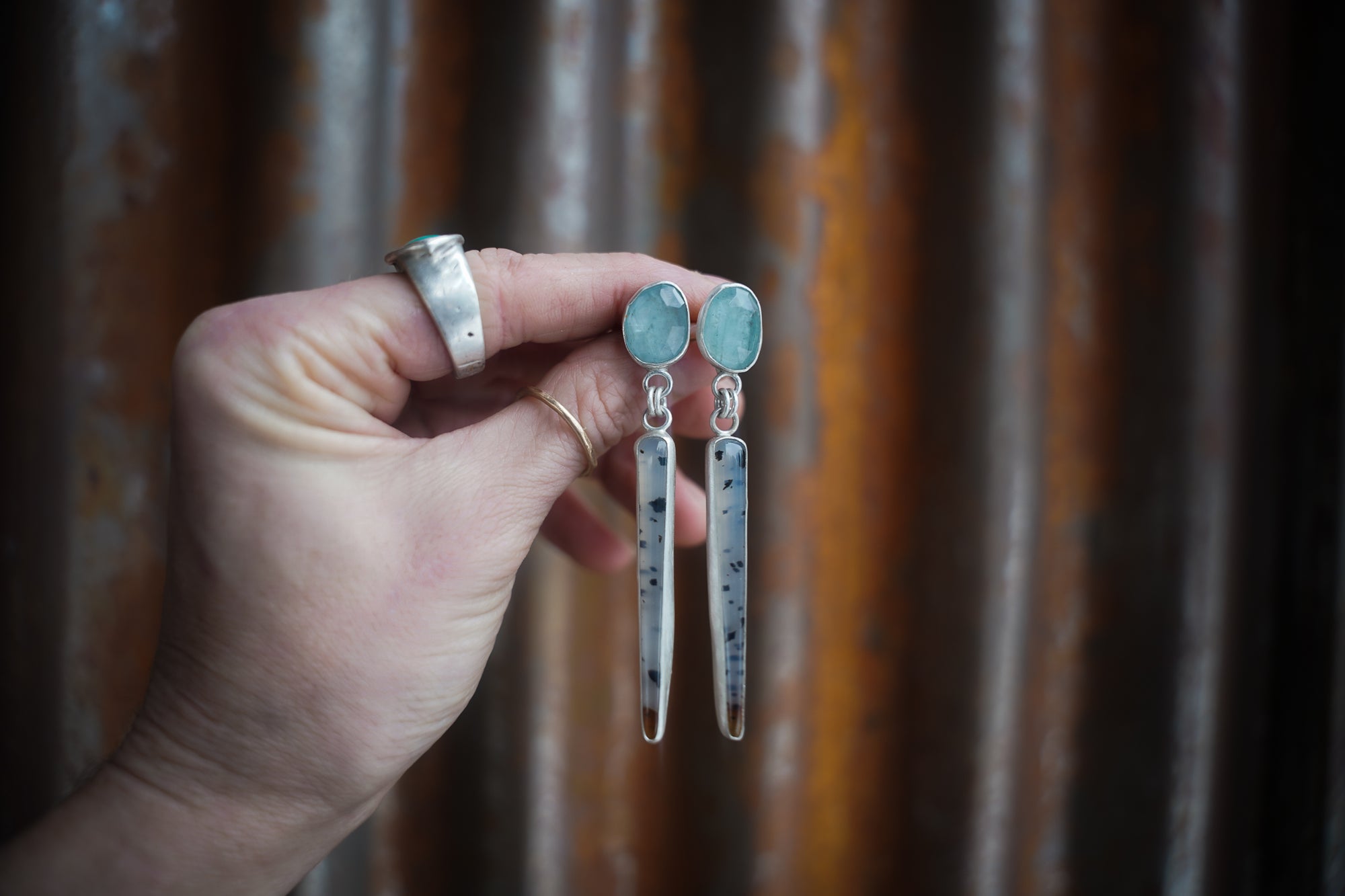 Agate Daggers ~ Aquamarine + Montana Agate