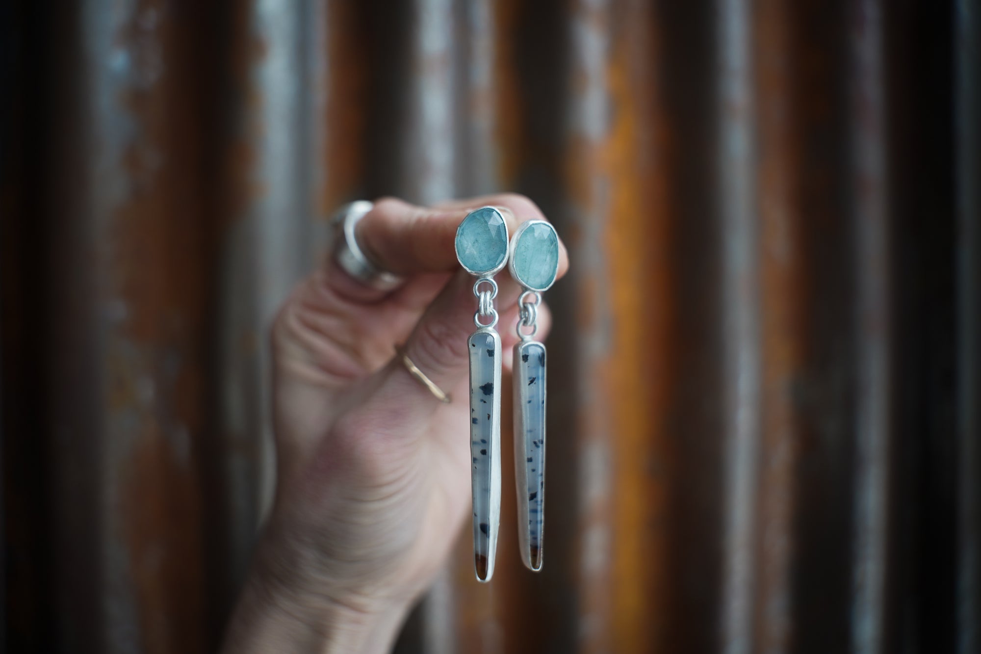 Agate Daggers ~ Aquamarine + Montana Agate