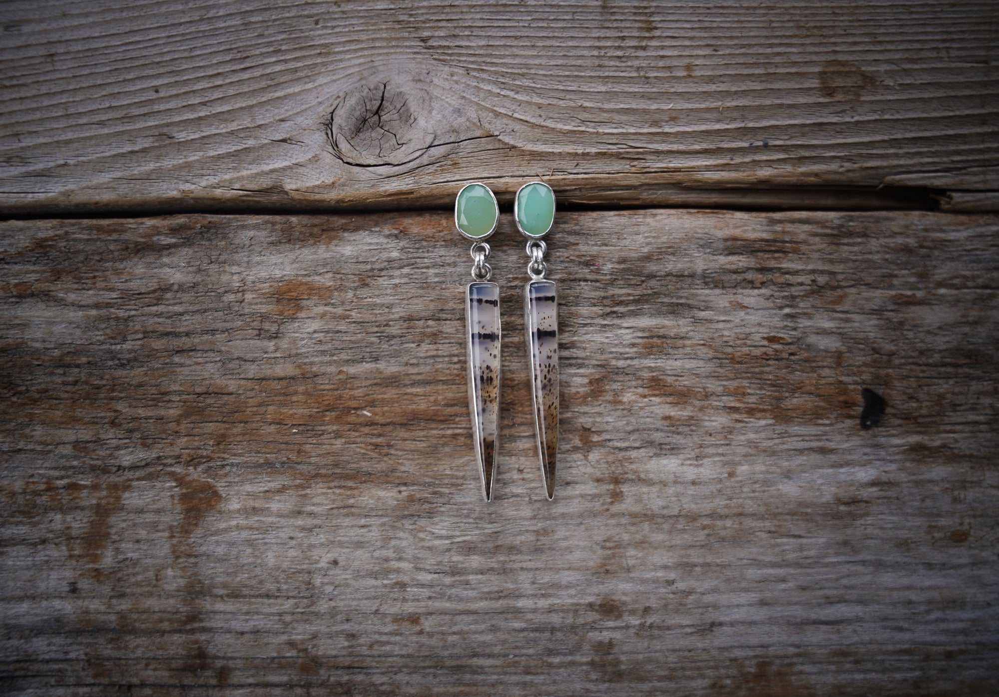 Agate Daggers ~ Aqua Chalcedony + Montana Agate