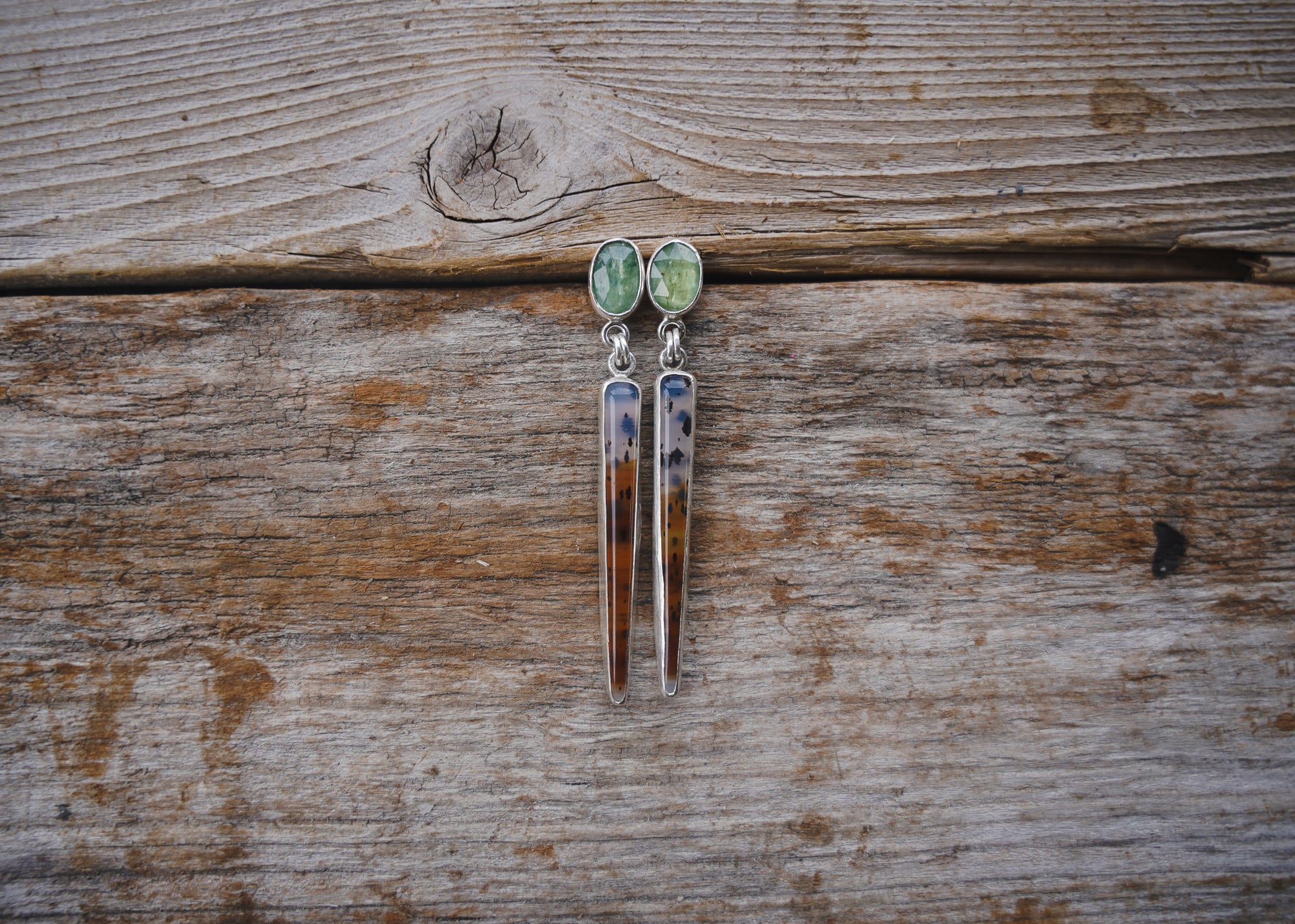 Agate Daggers ~ Aqua Chalcedony + Montana Agate