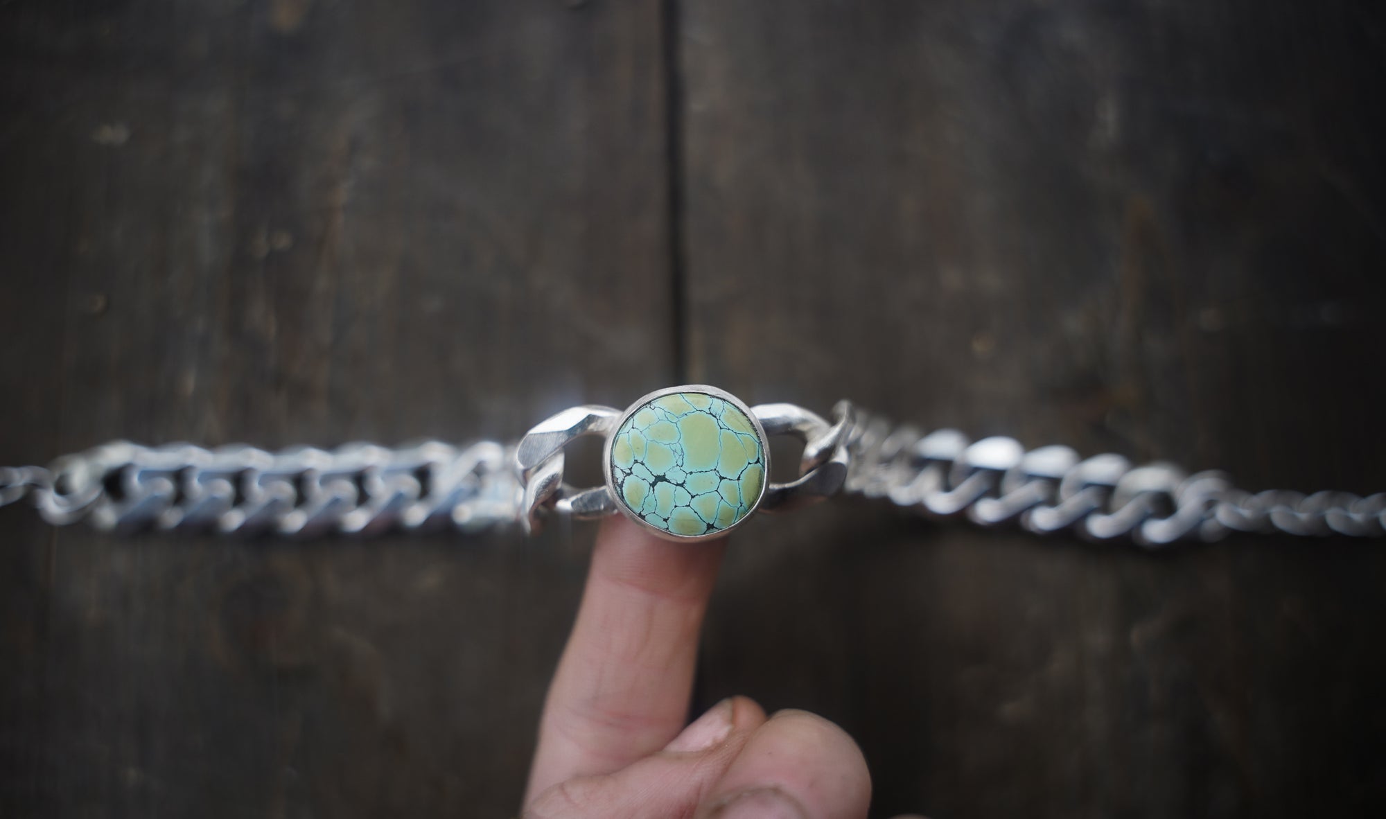 Torque Choker ~ Turquoise ~ Reclaimed Sterling ~ Extra-Wide Chain