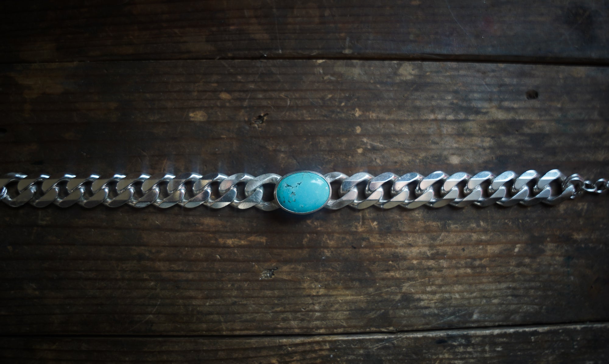 Torque Choker ~ Turquoise ~ Reclaimed Sterling ~ Extra-Wide Chain