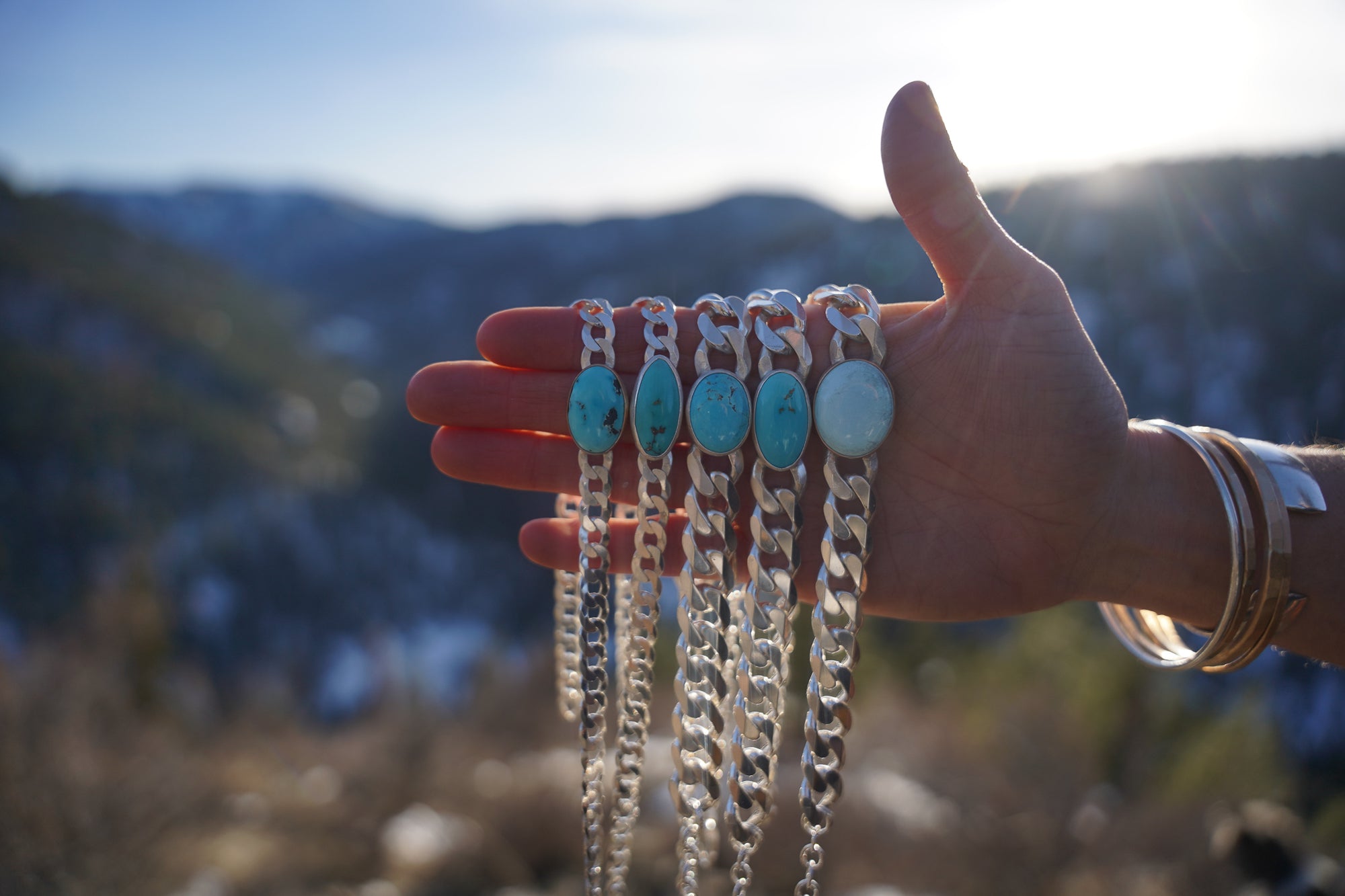 Torque Choker ~ Turquoise ~ Reclaimed Sterling ~ Extra-Wide Chain