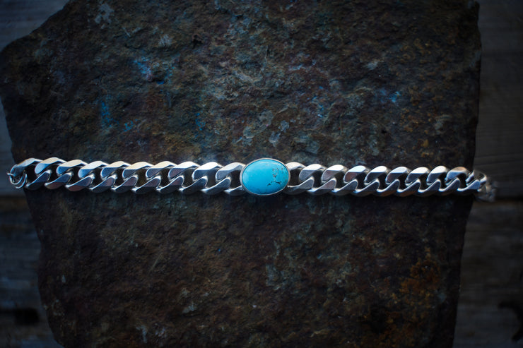 Torque Choker ~ Turquoise ~ Reclaimed Sterling ~ Extra-Wide Chain