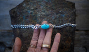 Torque Choker ~ Turquoise ~ Reclaimed Sterling +14kt gold ~ Wide Chain