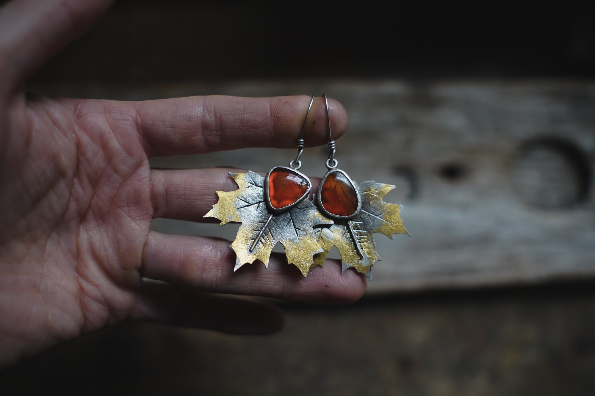 Maple Earrings ~ Carnelian